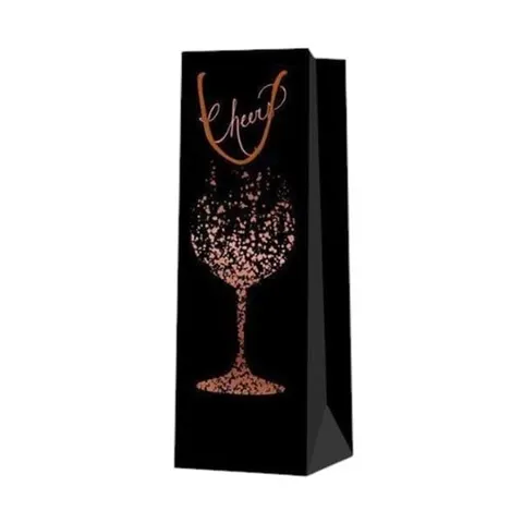 Pungă pentru vin Cheers, sticlă, 12 x 35 x 9 cm, negru