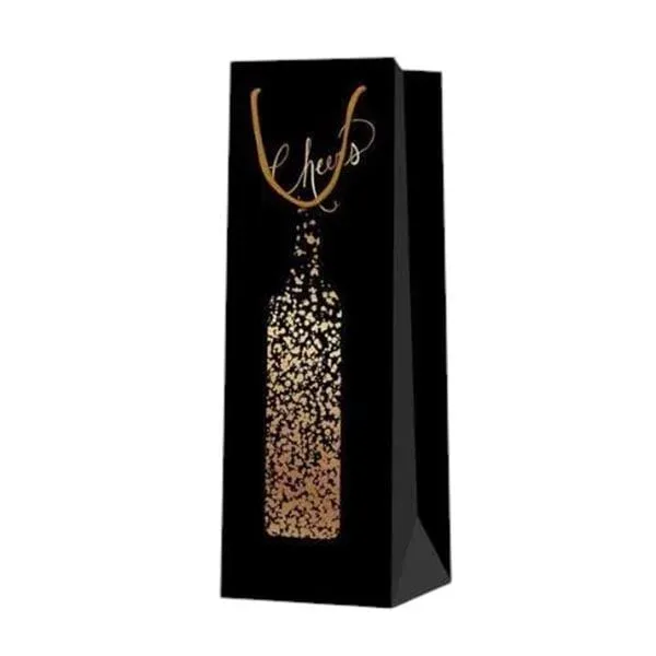 Pungă pentru vin Cheers, sticlă, 12 x 35 x 9 cm, negru