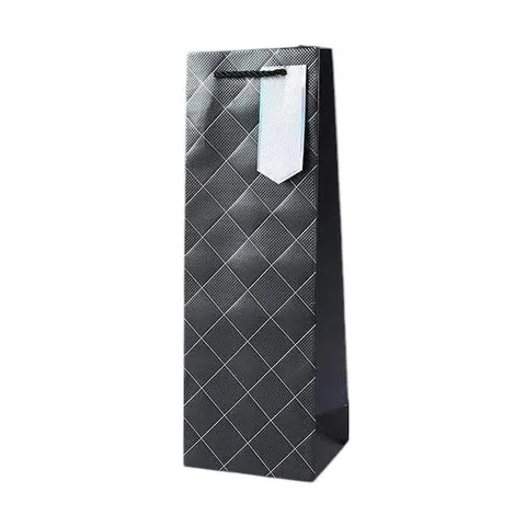 Geantă pentru vin, model mozaic, 12 x 35 x 9 cm, negru