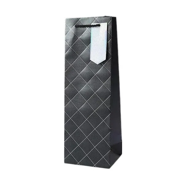 Geantă pentru vin, model mozaic, 12 x 35 x 9 cm, negru