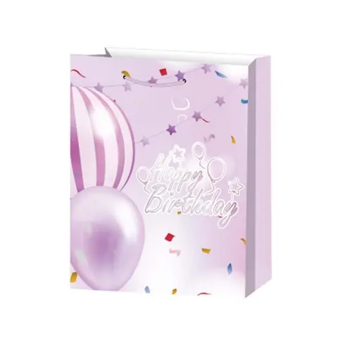 Pungă cadou Happy Birthday, 26 x 32 x 10 cm, violet