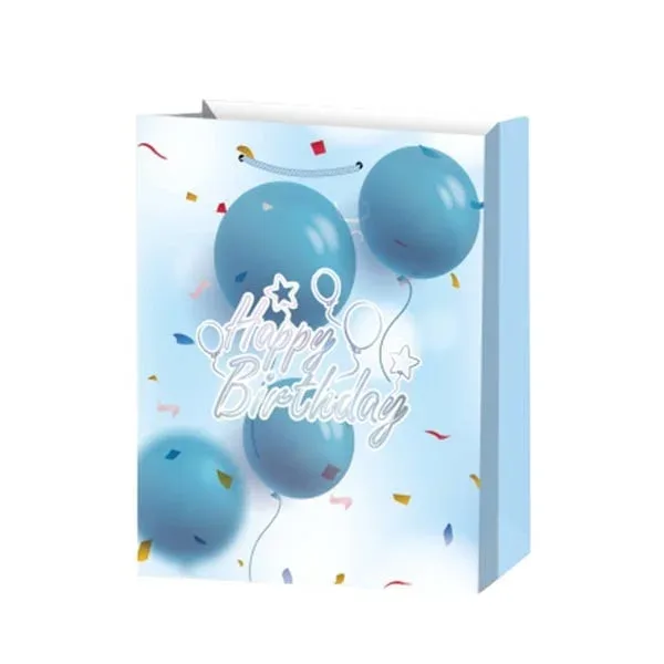 Pungă cadou Happy Birthday, 26 x 32 x 10 cm, albastru