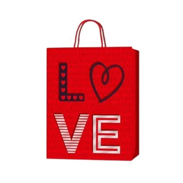 Pungă cadou Love, 18 x 23 x 8 cm, roșu