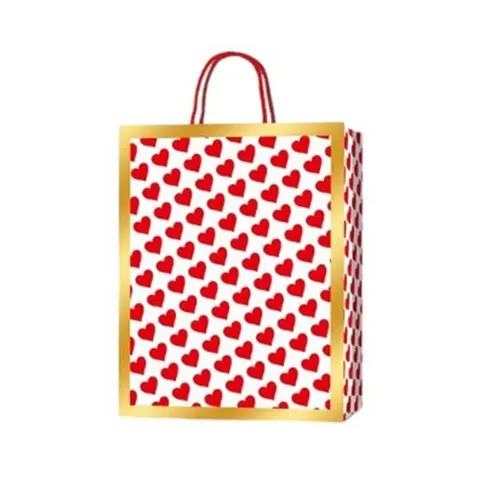Punguță cadou Love, 18 x 23 x 8 cm, inimioare roșii