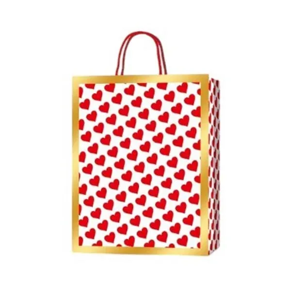 Punguță cadou Love, 18 x 23 x 8 cm, inimioare roșii