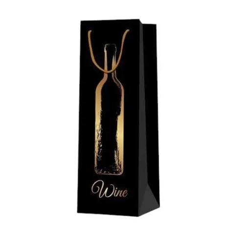 Pungă pentru vin, sticlă, 12 x 35 x 9 cm, negru