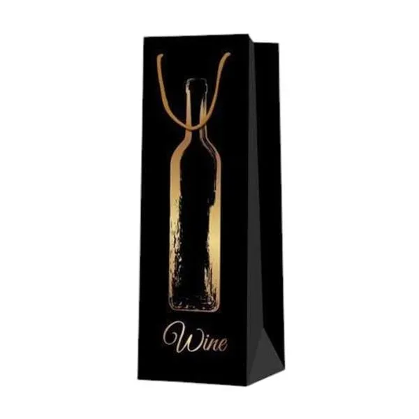 Pungă pentru vin, sticlă, 12 x 35 x 9 cm, negru