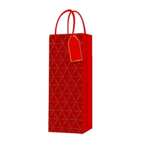 Pungă pentru vin, model 4, 12 x 35 x 9 cm, roșu