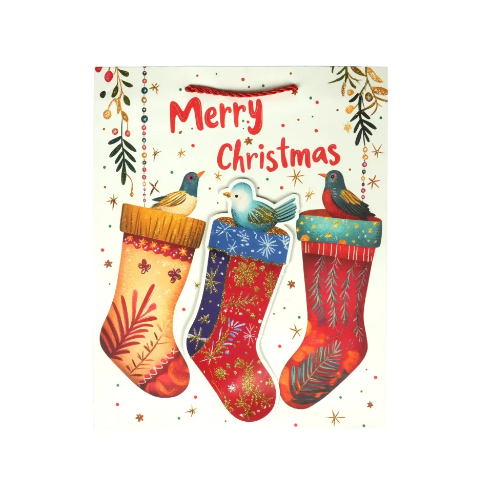 Punga cadou Merry Christmas – Ciorăpei, Crăciun, 30 ? 40 ? 12 cm