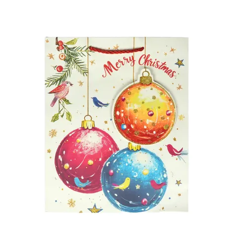 Punga cadou Merry Christmas – Globuri, Crăciun, 30 ? 40 ? 12 cm