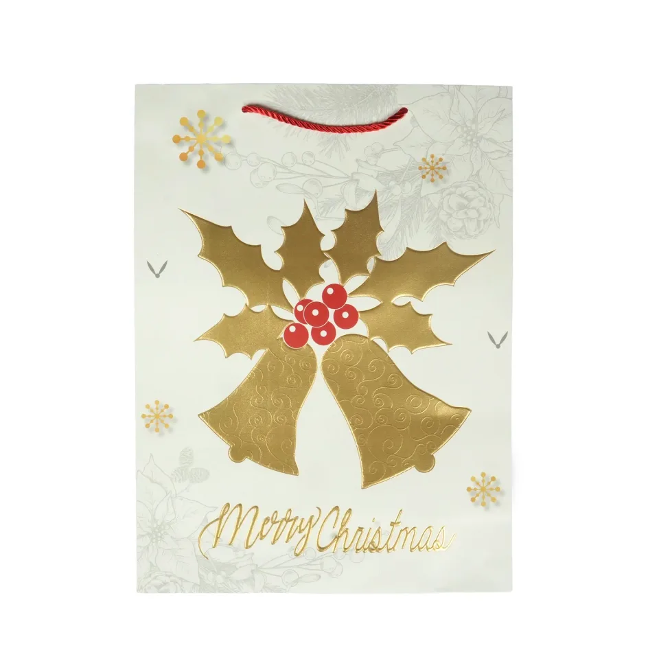 Pungă cadou Merry Christmas – Clopoței, Crăciun, 30 x 40 x 12 cm