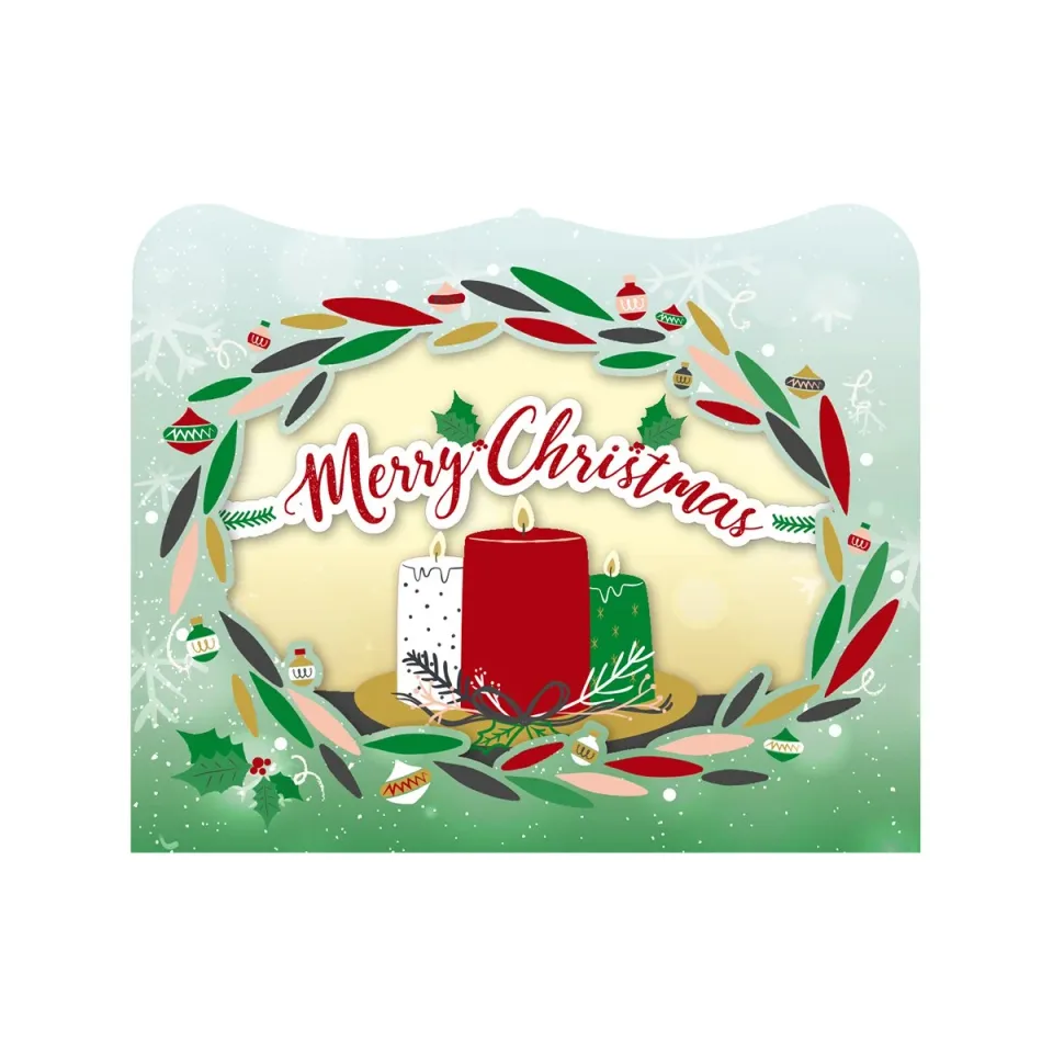 Gespaensterwald 3D Card Merry Christmas, coroană și lumânări