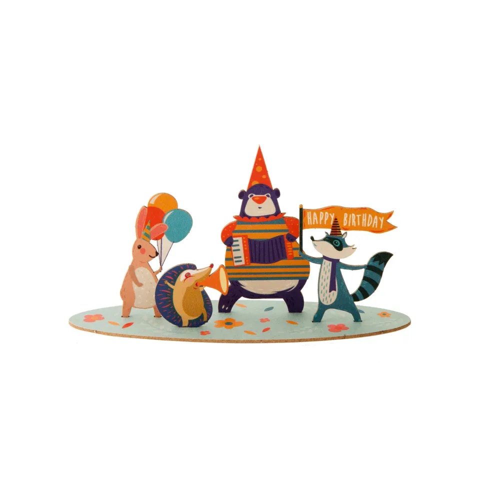Gespaensterwald Felicitare 3D, Happy Birthday Party, din lemn