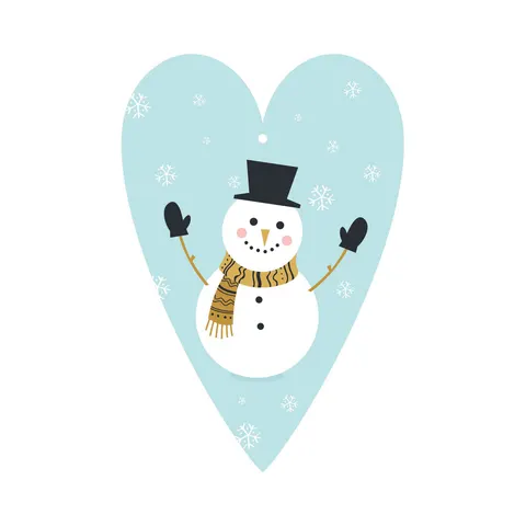 Gespaensterwald Tag card Snowman, in formă de inimă