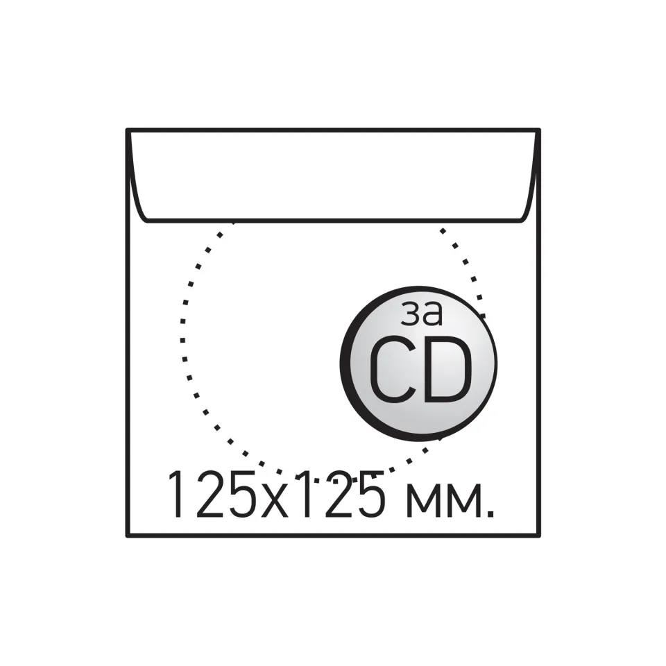 Plic Top Office pentru CD/DVD, 125 x 125 mm, hârtie, fereastră, clapetă autocolantă, alb, 100 bucăți