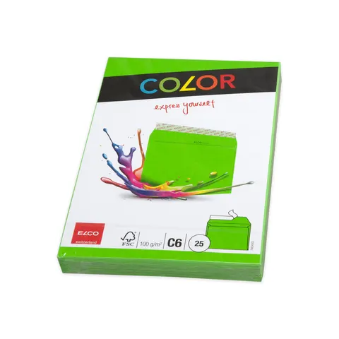 Elco Plic, C6, 114 x 162 mm, 100 g, clapet drept cu bandă adezivă, verde deschis, 25 bucăți