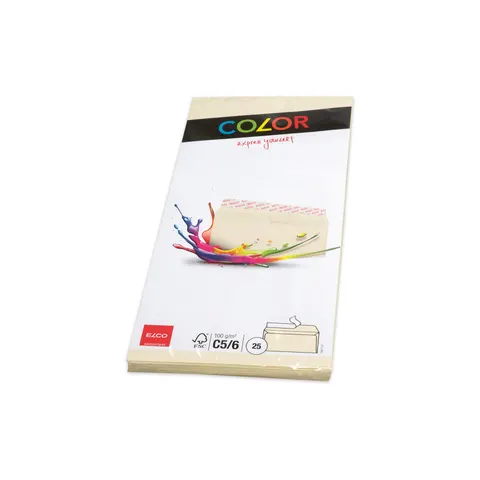 Elco Plic, C6/5, 114 x 229 mm, 100 g, clapet drept cu bandă adezivă, crem, 25 bucăți