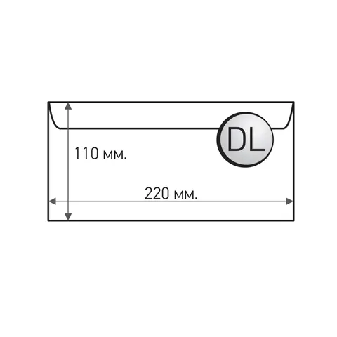 Office 1 Plic, DL, 110 x 220 mm, hârtie, bandă autoadezivă, alb, 100 buc.