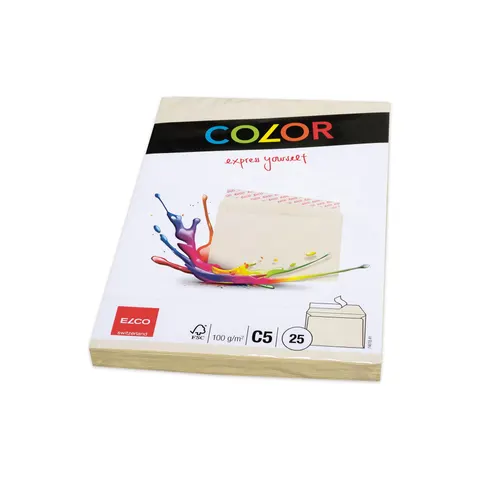 Elco Plic C5, 162 x 229 mm, 100 g, clapet drept, autoadeziv, crem, 25 buc