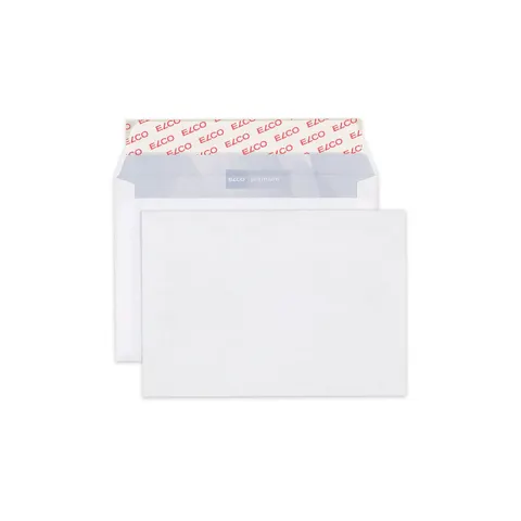 Plic Elco, C6, 114 x 162 mm, 80 g, clapet drept cu bandă adezivă, alb, 200 bucăți