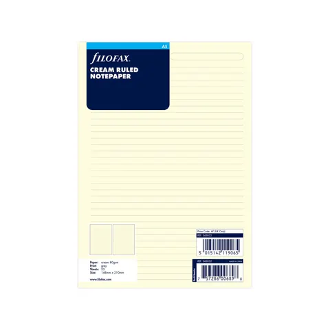 Filofax Rezervă pentru organizator, A5, dictando, file crem