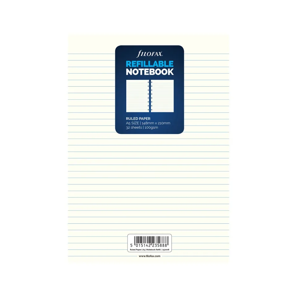 Filofax Rezervă pentru caiet, A5, cu linii, 32 file