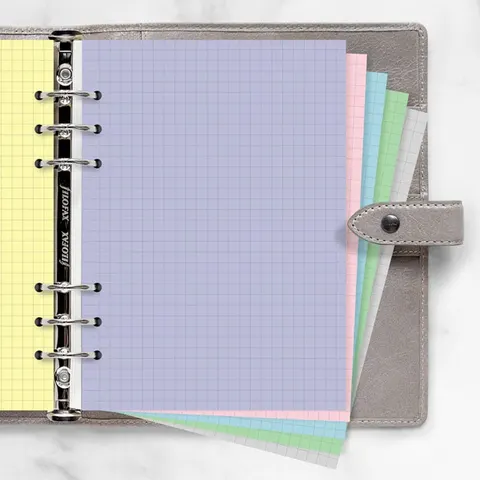 Filofax Rezervă Pastel, A5, cu pătrățele, colorat