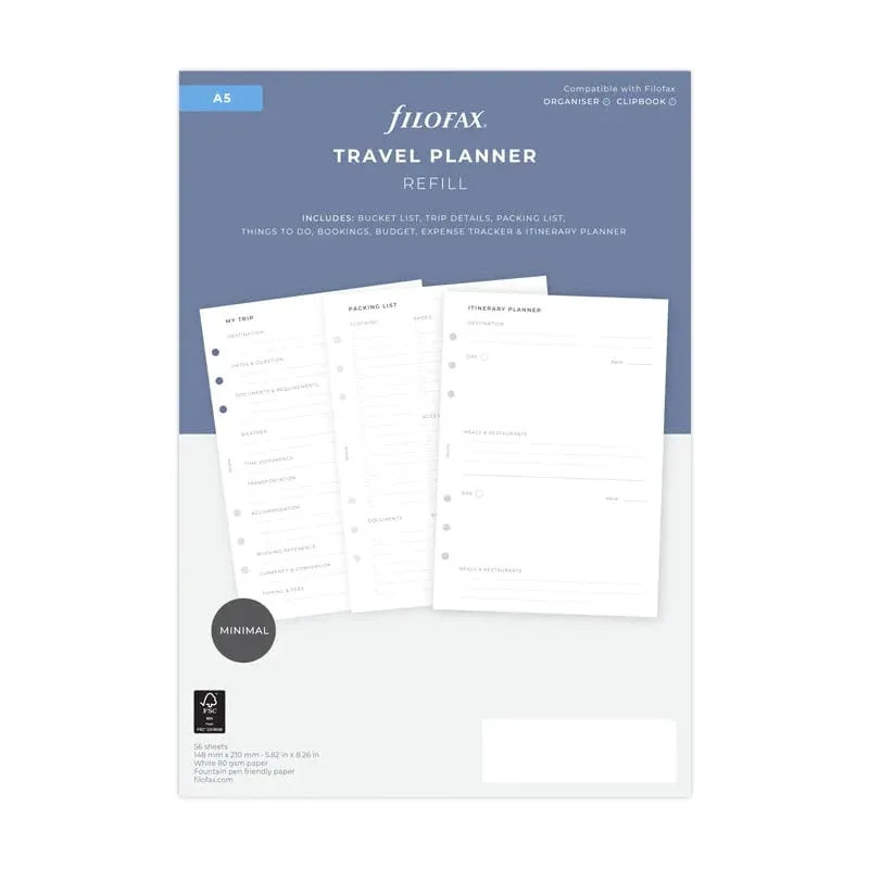 Filofax Rezervă Minimal, A5, călătorie
