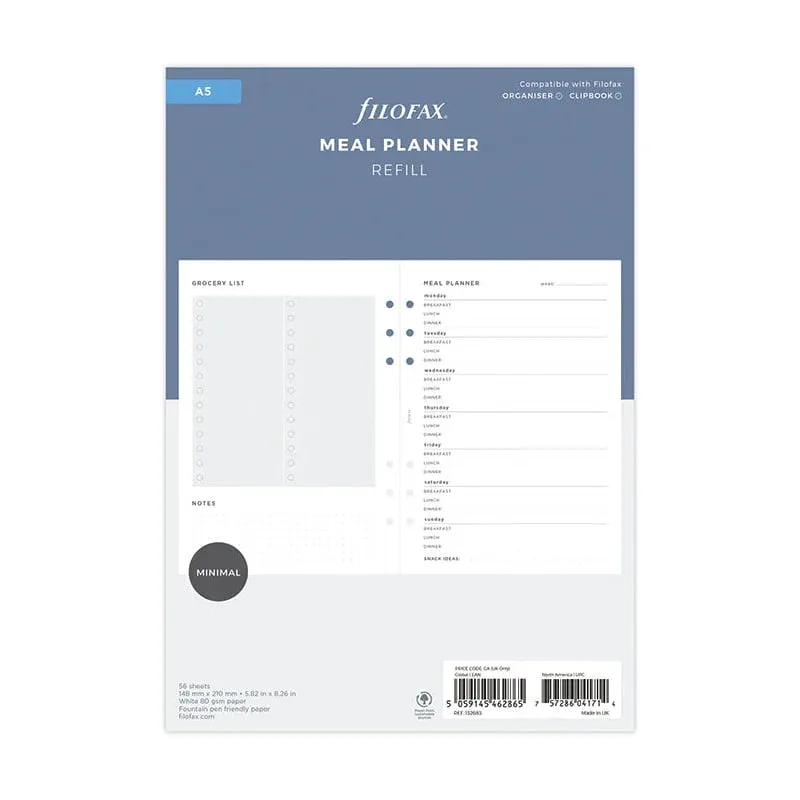 Refill Filofax pentru Organizer Minimal, A5, pentru mese