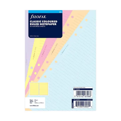Filofax Rezervă pentru organizator Classic, A5, cu linii, 6 culori, asortat