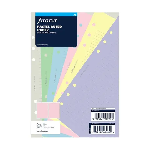 Filofax Rezervă pentru organizator Pastel, A5, dictando, 6 culori, asortat