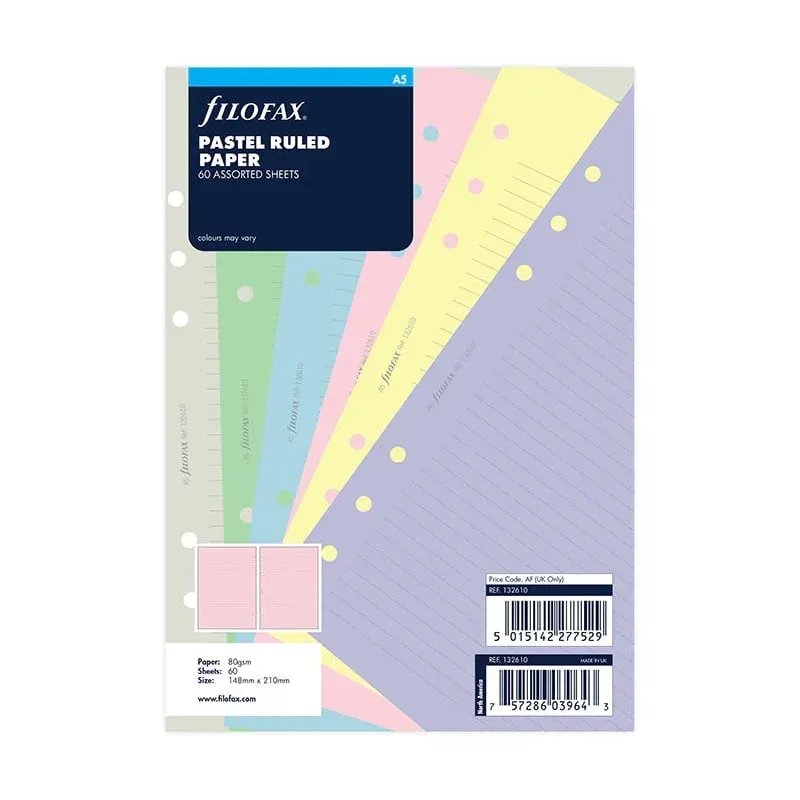 Filofax Rezervă pentru organizator Pastel, A5, dictando, 6 culori, asortat