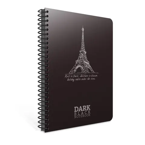 Carnet Gipta Dark 17 x 24 cm, cu foi negre, copertă PP, spirală, 50 foi