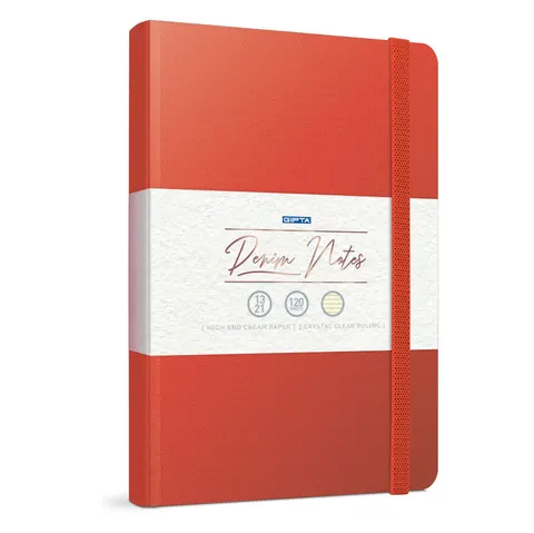 Gipta Caiet Denim Notes, 19 x 26 cm, crem, dictando lat, copertă tare, 120 file