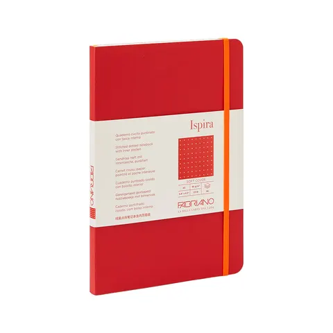 Carnet Fabriano Ispira, A5, punctat, cusut, copertă moale, 96 file, roșu