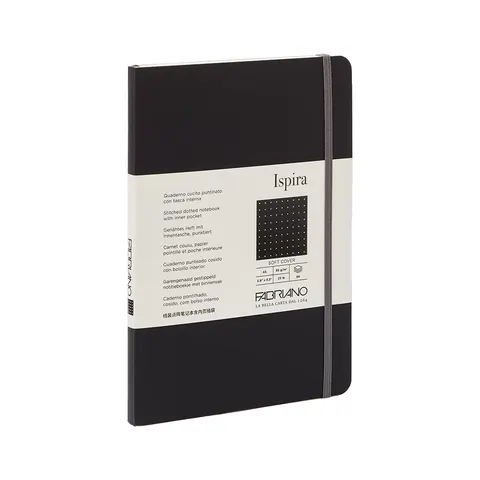 Carnet Fabriano Ispira, A5, punctat, cusut, copertă moale, 96 file, negru
