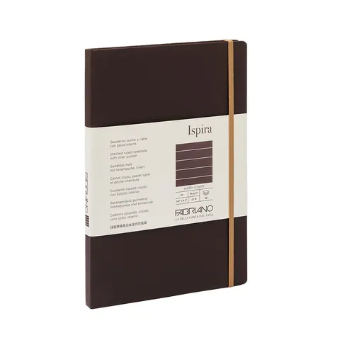 Caiet Fabriano Ispira, A5, liniatură mare, cusut, copertă tare, 96 file, maro