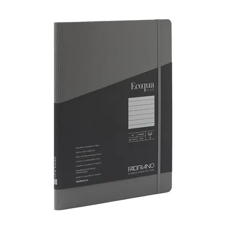 Carnet Fabriano Ecoqua+, A4, copertă din carton, spirală ascunsă, 70 foi, antracit