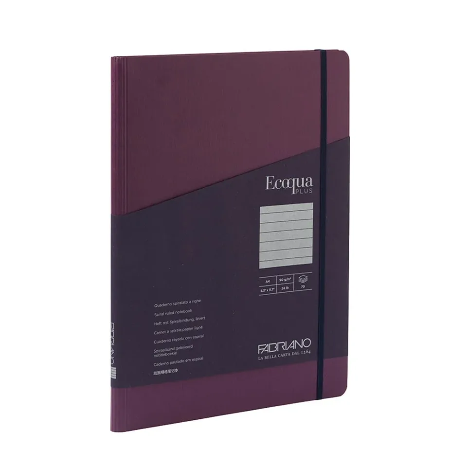 Carnet Fabriano Ecoqua+, A4, copertă de carton, cu spiral ascunsă, 70 foi, mov