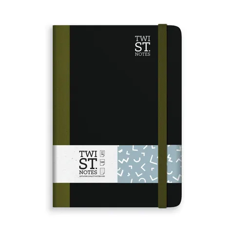 Carnet Gipta Twist, 17 x 24 cm, hârtie crem, cu linii late, copertă tare, cu elastic, 120 file