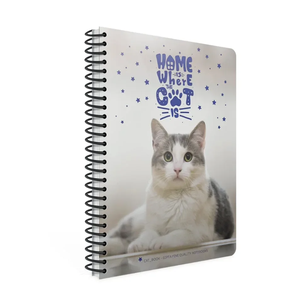 Caiet Gipta Catbook, hârtie albă, liniatură mare, copertă PP, spirală A4, 80 foi