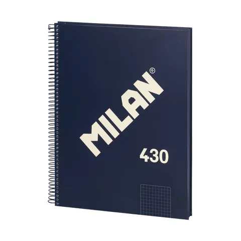 Caiet Milan 1918, A4, pătrățele mici, copertă tare, spirală, 80 file, albastru închis