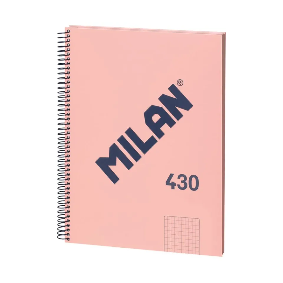 Milan Caiet 1918, A4, cu pătrățele, copertă tare, spirală, 80 file, roz
