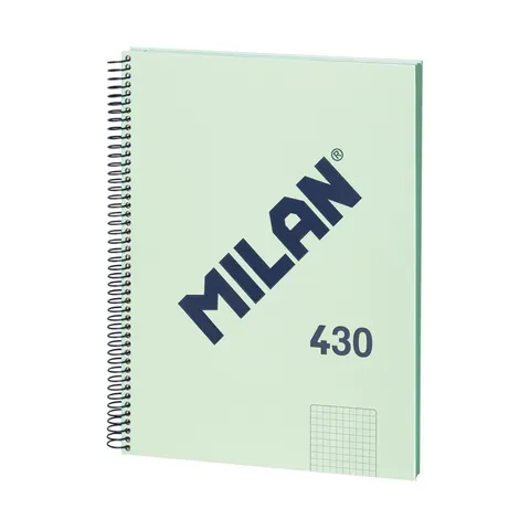 Caiet Milan 1918, A4, pătrățele mici, copertă tare, spirală, 80 file, verde