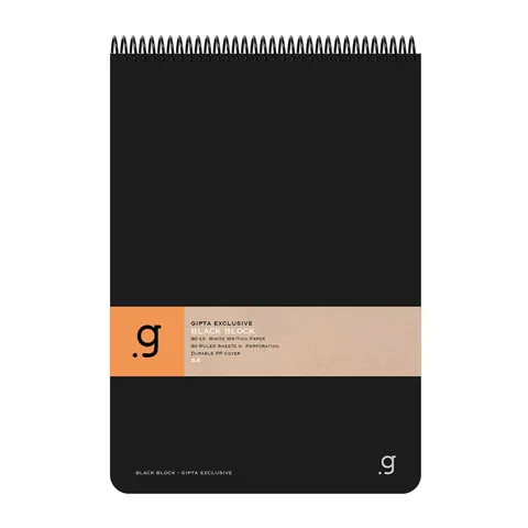 Gipta Pad Black, A4, hârtie crem, liniatură largă, copertă PP, 80 foi