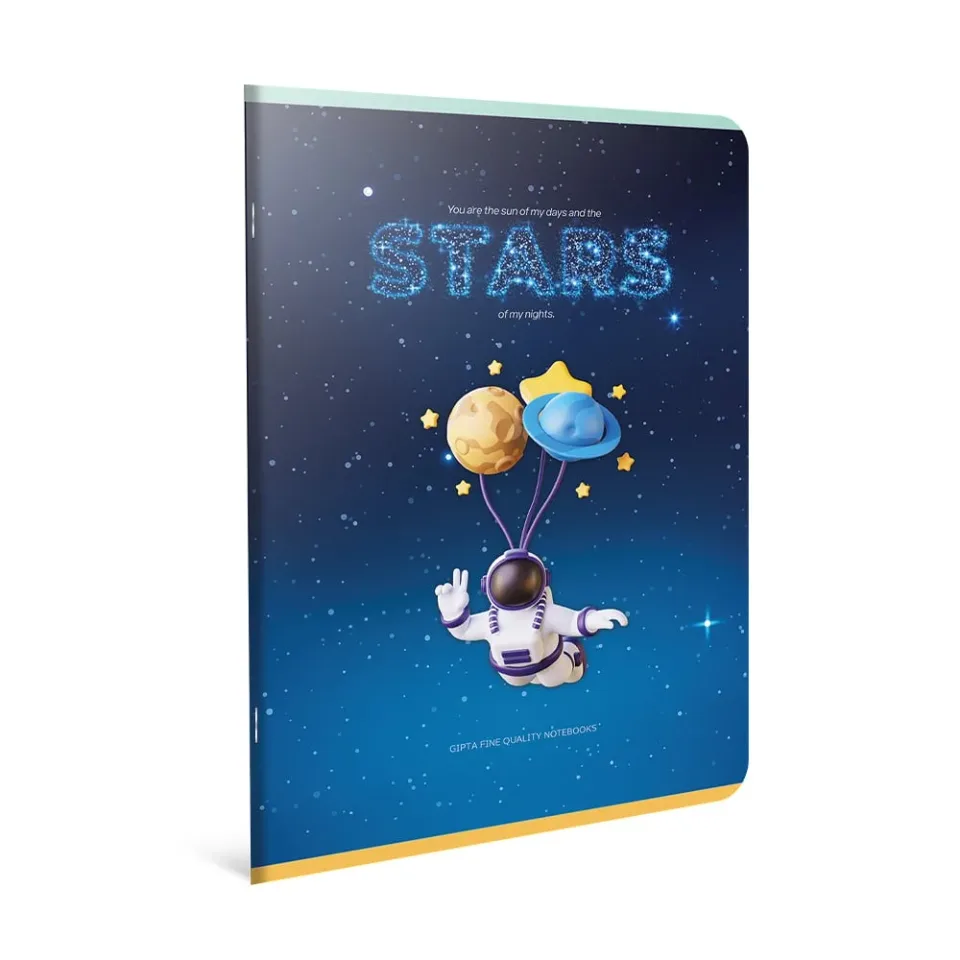 Caiet Gipta Stars A4, hârtie albă, pătrățele mici, copertă carton, cusut, 60 file