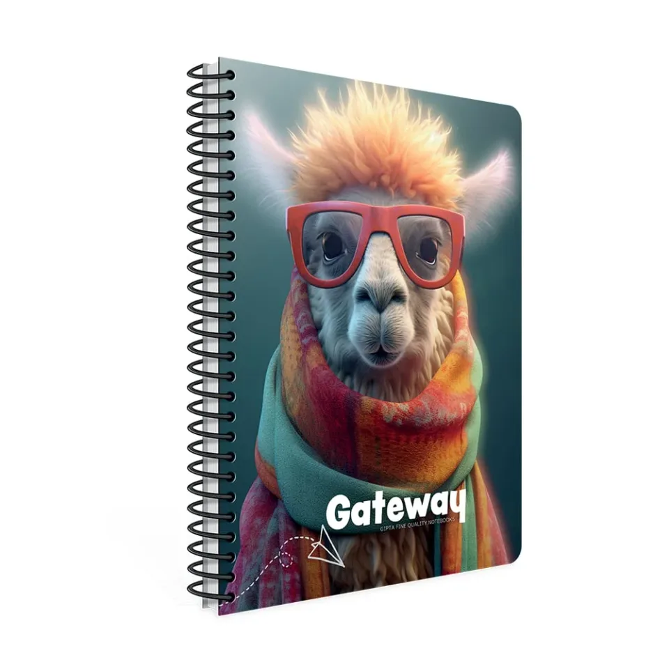 Caiet Gipta Gateway, A4, hârtie albă, pătrățele mici, copertă PP, spirală, 80 file