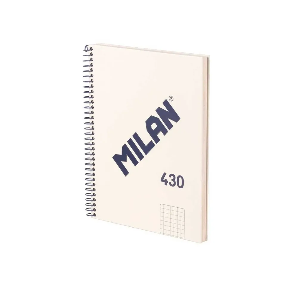 Caiet Milan 1918, A5, pătrățele mici, copertă cartonată, spirală, 80 foi, bej