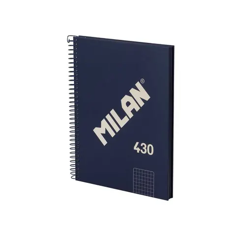 Milan Caiet 1918, A5, pătrățele mici, copertă tare, spirală, 80 file, albastru închis