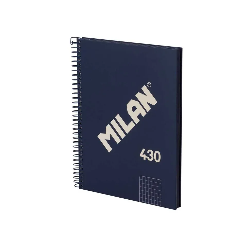 Milan Caiet 1918, A5, pătrățele mici, copertă tare, spirală, 80 file, albastru închis